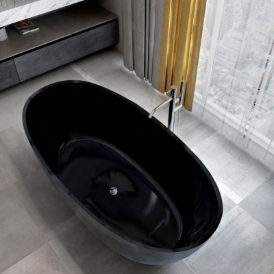 PS-8801 Black artificial stone Bathtub solid surface hotel bathroom bathtub gloss