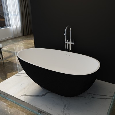 Hot sale matt black solid surface bathtub, resin stone freestanding bathtub