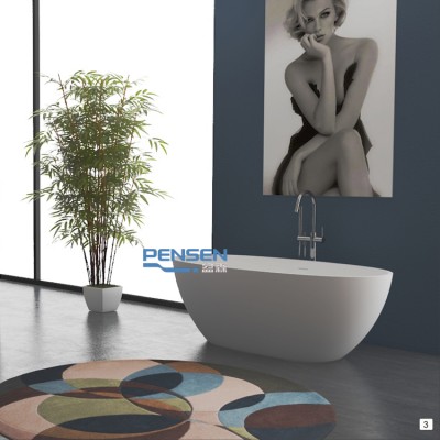 oval luxury composite resin cast stone solid surface bath tub bathroom design freestanding artificial marble bathtub